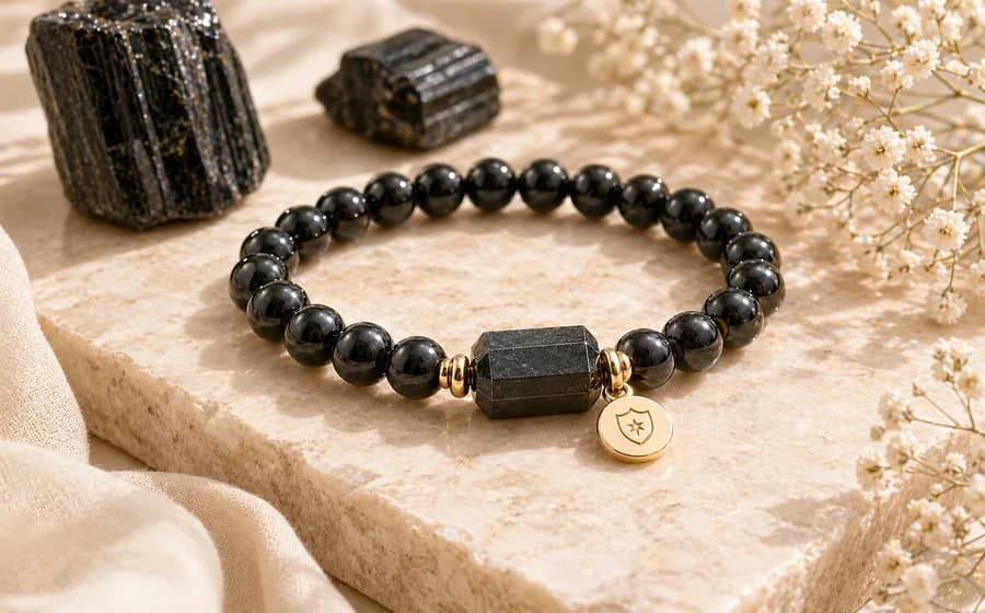 Black tourmaline bracelet detail