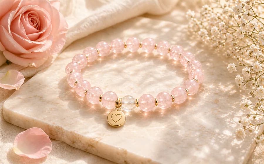 Rose quartz bracelet detail